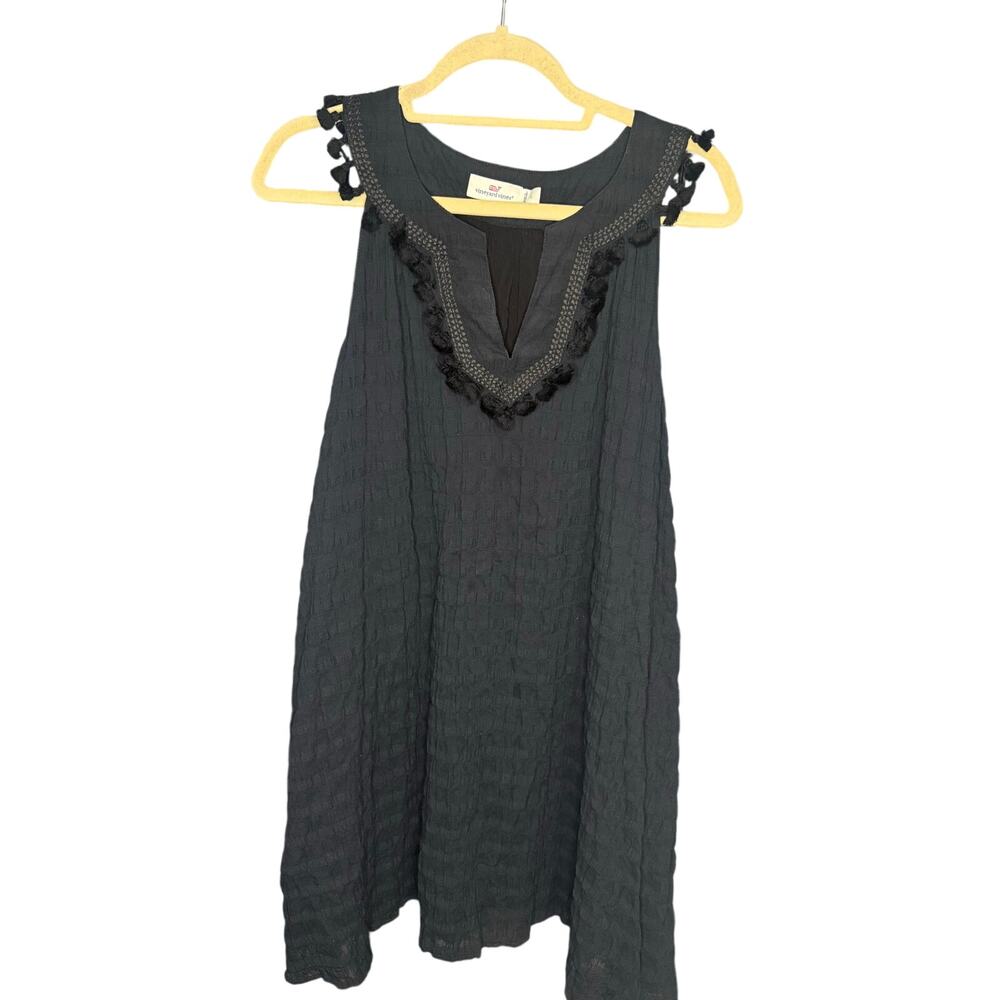 Vineyard Vines Black Cotton Women's Pompom Dress Size L
